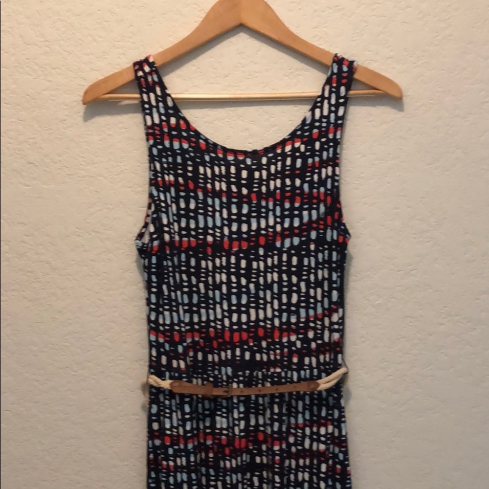 Patterned maxi dress with belt